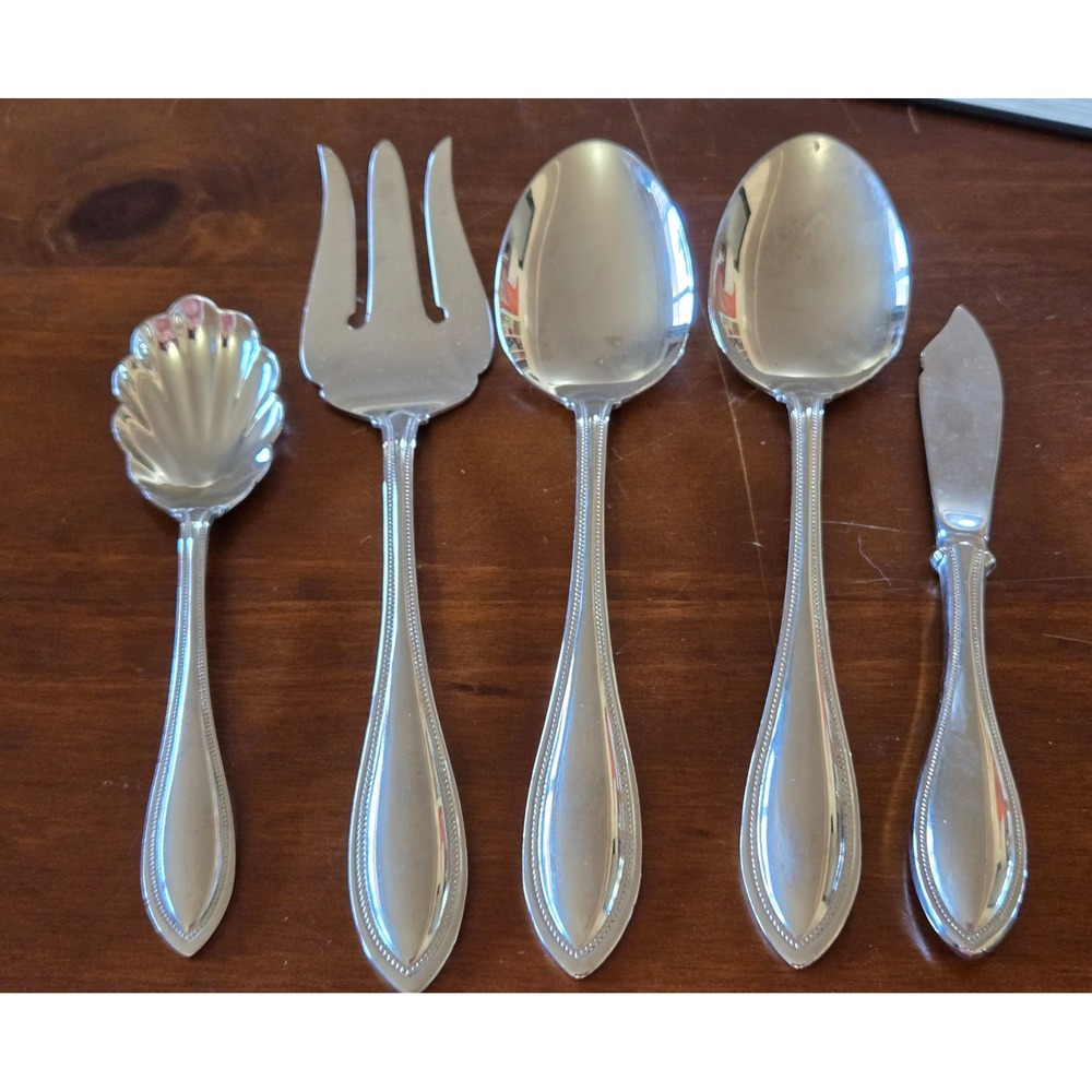 Oneida Arbor American Harmony Stainless Serving Set 5pc Fork Spoons Butter Sugar